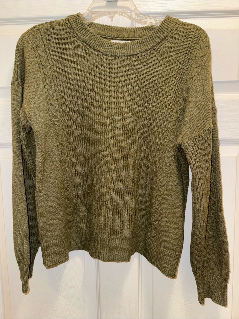 Maurices Olive Cable-Trim Crewneck Sweater